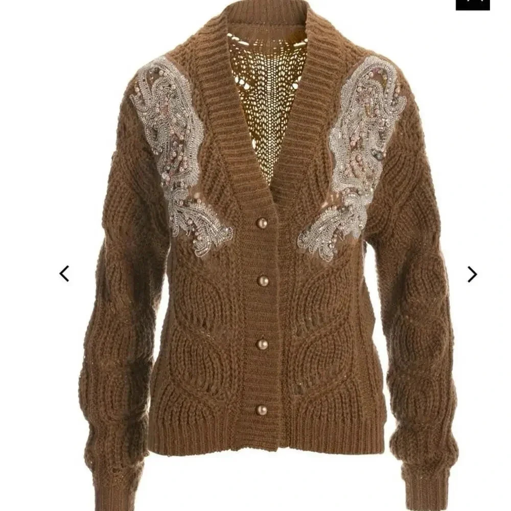 NWT Boston Proper loose knit embellished cardigan. Small.